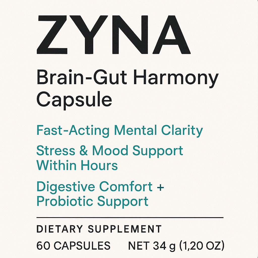 ZYNA™ delivers cognitive clarity, stress resilience, and digestive support – all in one powerful capsule